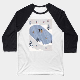 Winter Family Ice Skating Baseball T-Shirt